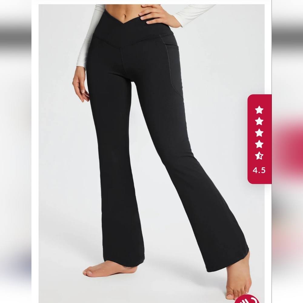 BALEAF Laureate 29" Crossover High-Waisted Flare Yoga Pants Sz 2XL BLACK NWT